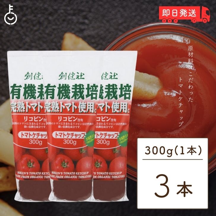 無添加ケチャップ 有機ケチャップ 300g 3本 創健社 無添加 ケチャップ 有機 トマトケチャップ オーガニック 有機完熟トマト使用トマトケチャップ 有機栽培完熟トマト使用 無農薬トマト使用 化学調味料不使用 防腐材不使用 父の日 早割