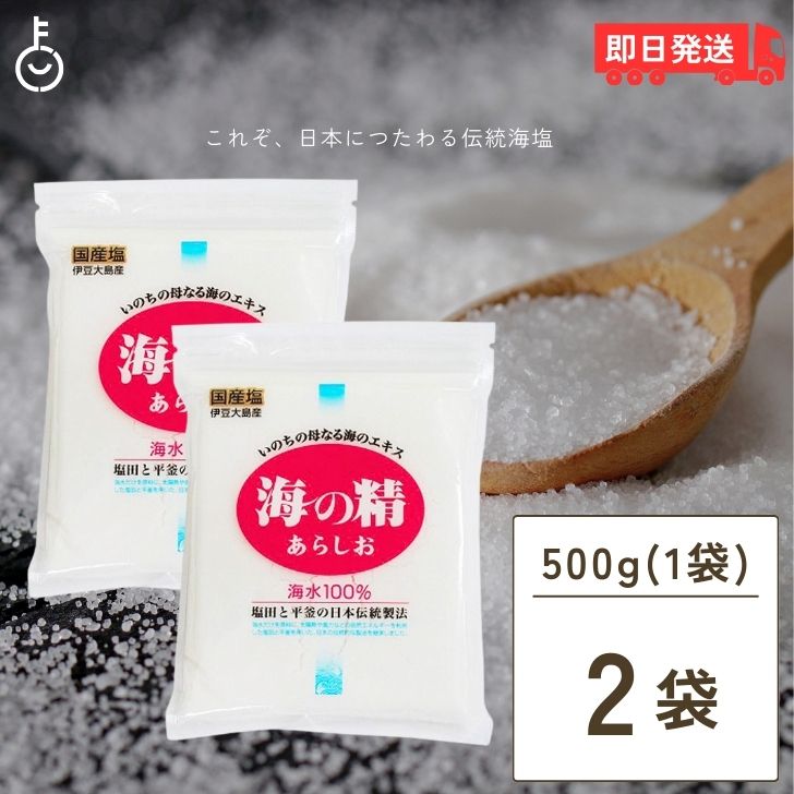 ＼楽天ランキング1位／ 海の精 あらしお 赤ラベル 伝統海塩 500g 2袋 お塩 塩 天日塩 平釜 伊豆大島産海水100% ミネラル 天日 天然塩 送料無料 漬物 梅干し 塩にぎり 父の日 早割