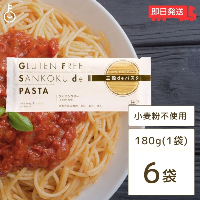  創健社 三穀deパスタ 180g 6個 グルテンフリー 三穀 パスタ スパゲッティ スパゲッティー マクロビ ビーガン ヴィーガン タピオカ 麺 うるちきび うるちあわ ひえ きび あわ 米粉 送料無料