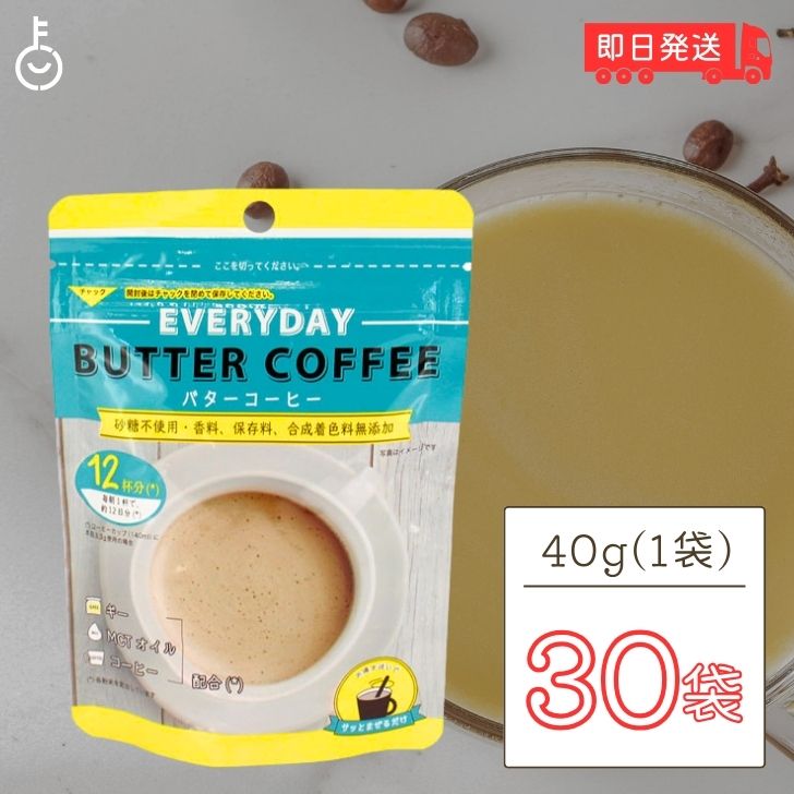 エブリディ バターコーヒー 40g 30袋 粉末 インスタントコーヒー ギー MCTオイル お試し GHEE MCT バター コーヒー グラスフェッドバター フラットクラフト ギーオイル イージー GHEE MCT ギー＆MCT 父の日 早割