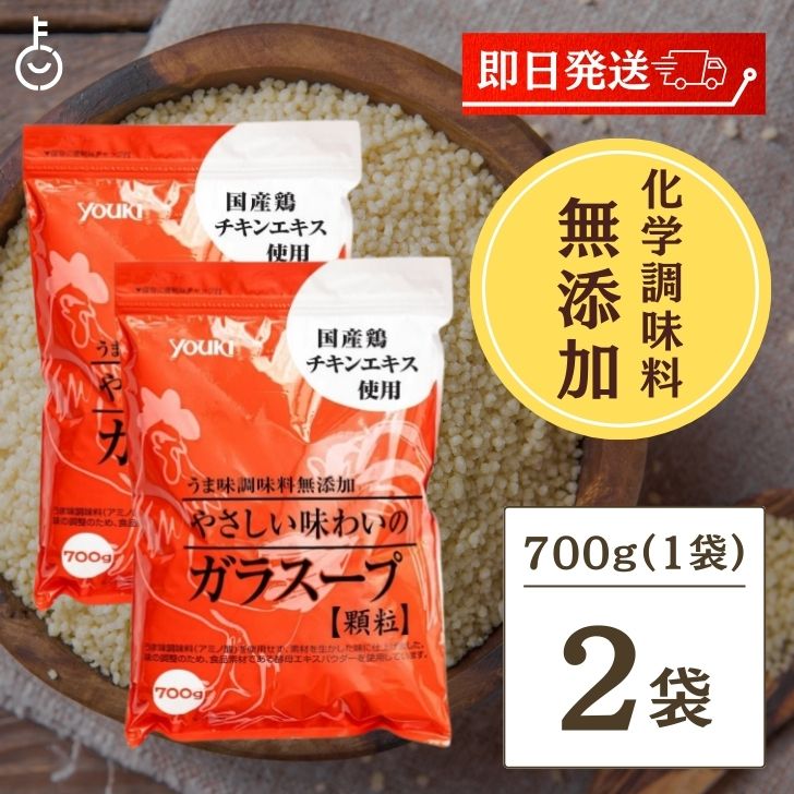 【マラソン限定！最大2000円OFF】 ユウキ食品 業務用化学調味料無添加のガラスープ 700g 2袋 やさしい味わいのガラスープ ユウキ 無添加 ガラスープ 業務用 中華だし がらスープ 鶏ガラ 鶏がら チャーハン スープ 中華 調味料