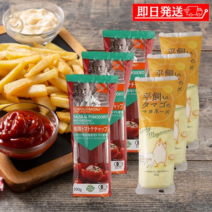 【ブラックフライデー限定!最大2000円OFF】 創健社 ジロロモーニ 有機トマトケチャップ 300g 丸和油脂 平飼いタマゴのマヨネーズ 300g 計6本 グ...
