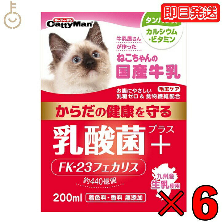 【ポイント2倍！最大2000円OFF】 ドギーマン ねこちゃんの国産牛乳 乳酸菌プラス 200ml 6本 国産 牛乳 乳酸菌 キャティーマン ドギーマンハヤシ 猫用フード ペット用 ミルク 猫 ねこ ねこちゃん ミルク キャットフード ペットミルク フード 父の日 早割