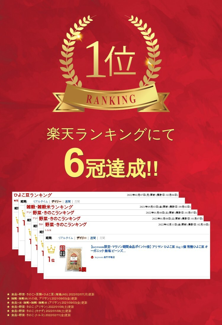 【マラソン限定！最大2000円OFF】 ＼楽天ランキング1位／ アリサン ひよこ豆 1kg 1個 有機ひよこ豆 オーガニック 無塩 ビーンズ 豆 有機JAS 保存料 着色料 香料 化学調味料 無添加 煮込み 煮込み料理 スープ カレー 料理 フムス 業務用 ランキング 福袋 keyroom-hida-10000250 keyroom 食と暮らしのパントリー サンプル画像2