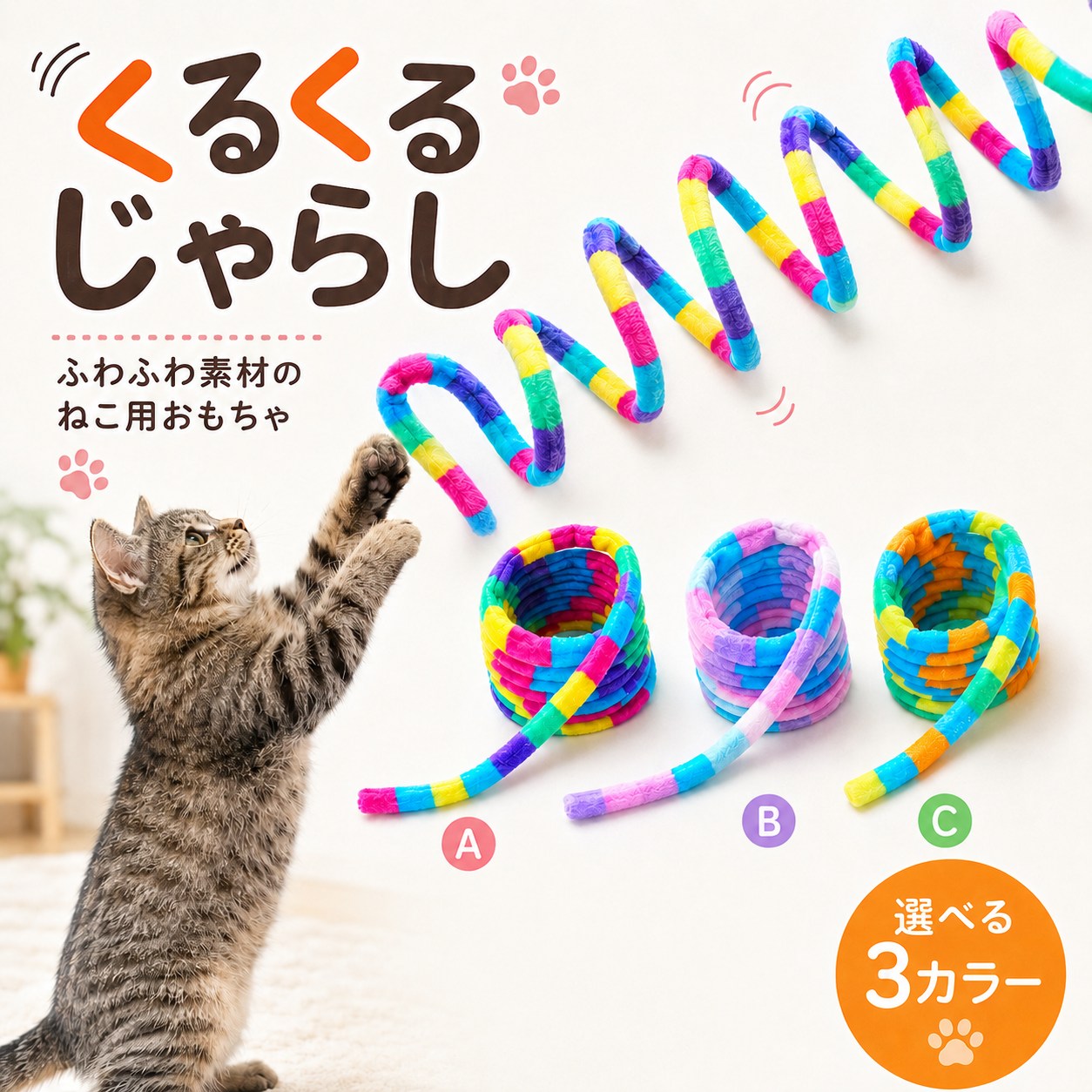 おもちゃ 猫用おもちゃ 猫じゃらし 猫のおもちゃ キャット 雑貨 天然遊び バネ 伸び縮み ペットグッズ ペット用品 運動不足解消 猫用品 くるくるじゃらし