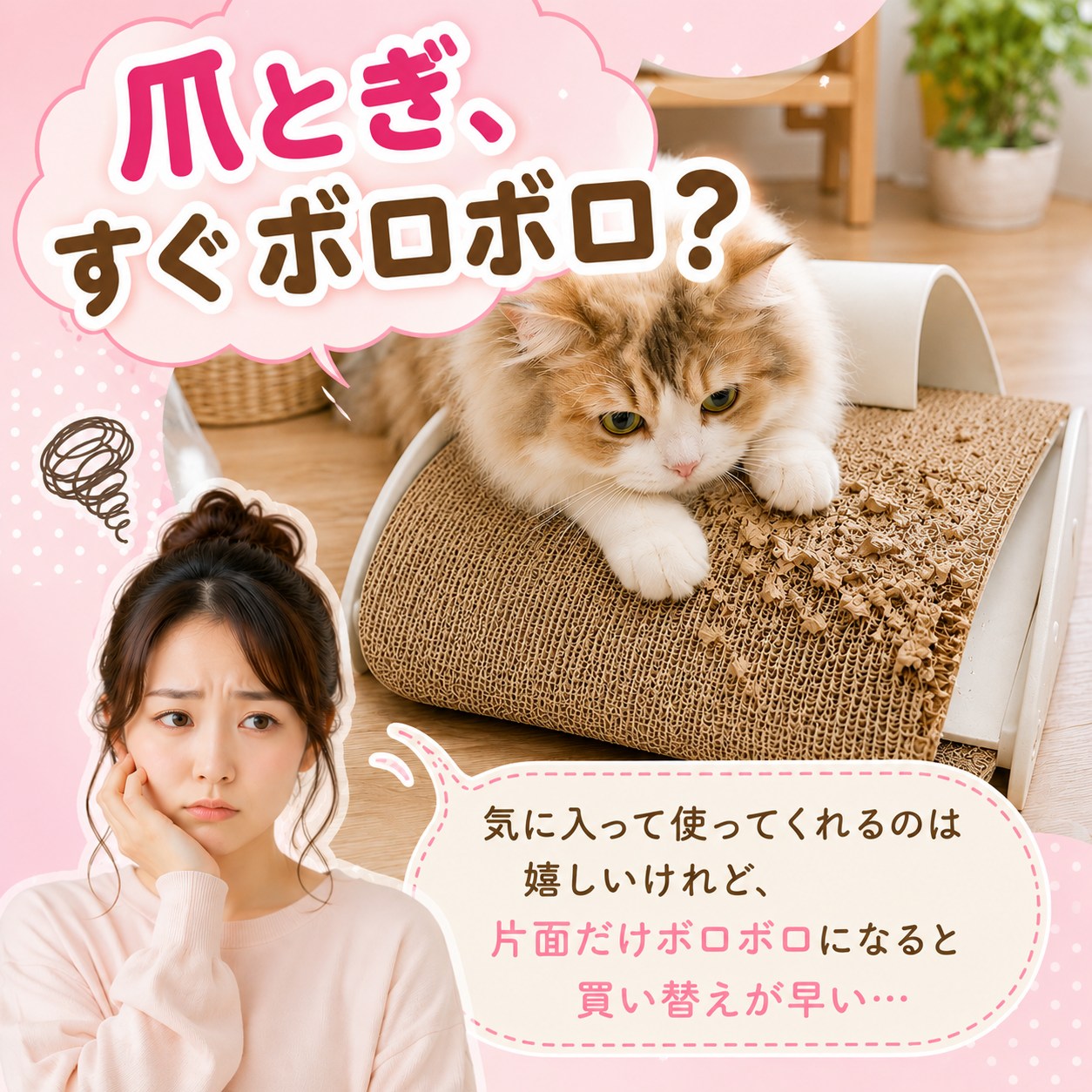 猫 爪とぎ ダンボール スリッパ おしゃれ かわいい シンプル カス ゴミが出 にくい 硬い 長持ち トンネル 床置き インテリア ねこ 爪研ぎ つめとぎ 段ボール 猫の爪とぎ 猫爪とぎ 爪とぎダンボール にゃんネイル 商品画像3