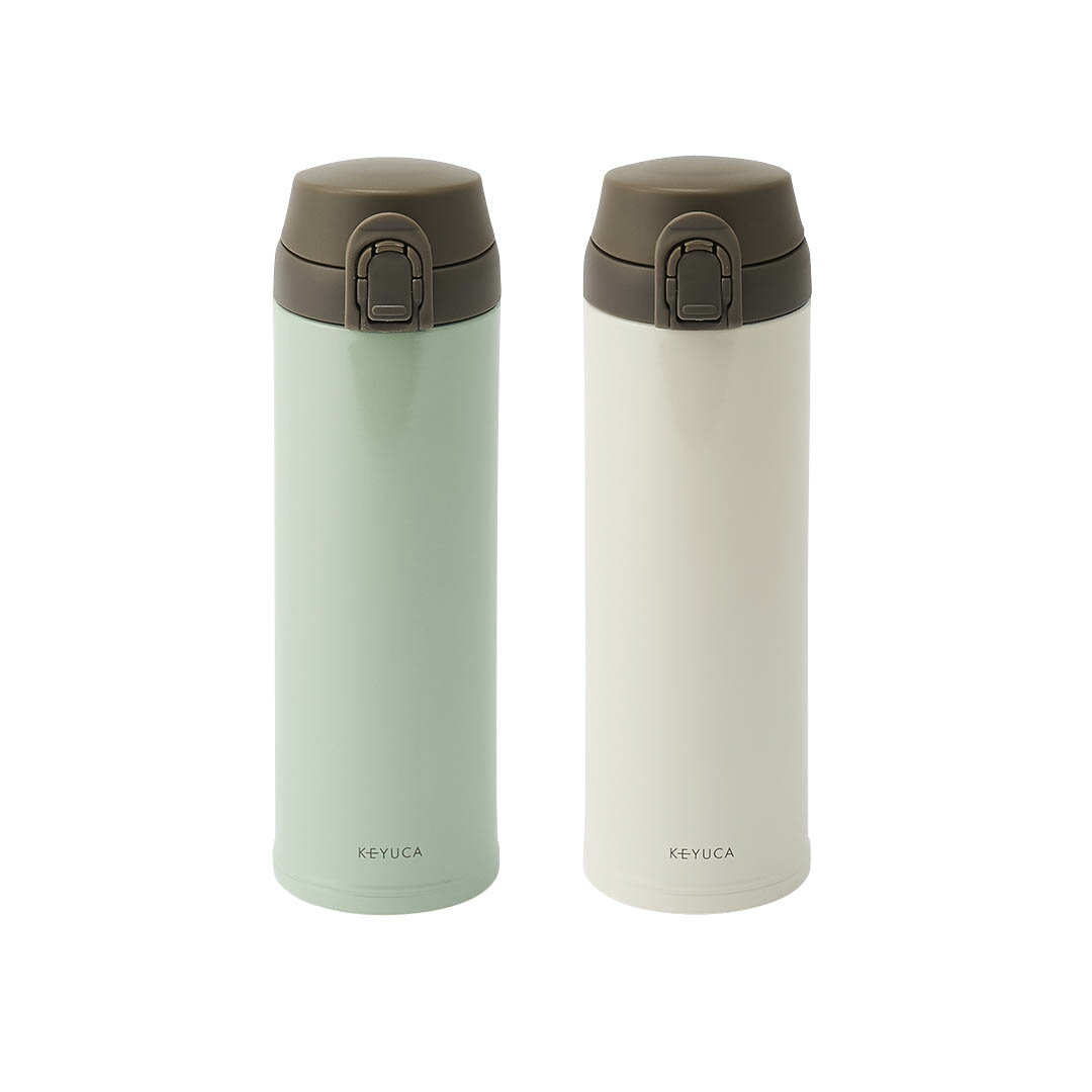 【期間限定10％OFF】KEYUCA(ケユカ) Umin ロック付ボトル 440ml[ステンレスボトル 水筒 シンプル 携帯用 ビジネス ワンプッシュ スリム 大きいサイズ レディース 女性用 メンズ 男性用 オシャレ モダン ホワイト,ライトグリーン] 【RCP】【グッドプライス】