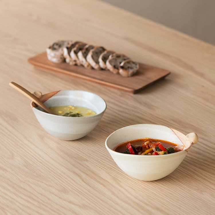 【KEYUCA公式店】ケユカ [美濃焼]ゆらぎスープボウル[日本製 国産 食器 耳付き 汁椀 お椀 フルーツボウ..