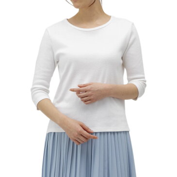 【特別価格】 【KEYUCA公式店】ケユカ クルーネック7分袖Tシャツ | 無地 シンプル ホワイト 白 ブラック 黒 ベージュ イエロー 黄色 サックス 水色 服 レディース 通勤 通学 部屋着 日本製 ウォッシャブル おしゃれ トップス tシャツ ティーシャツ 重ね着 インナー