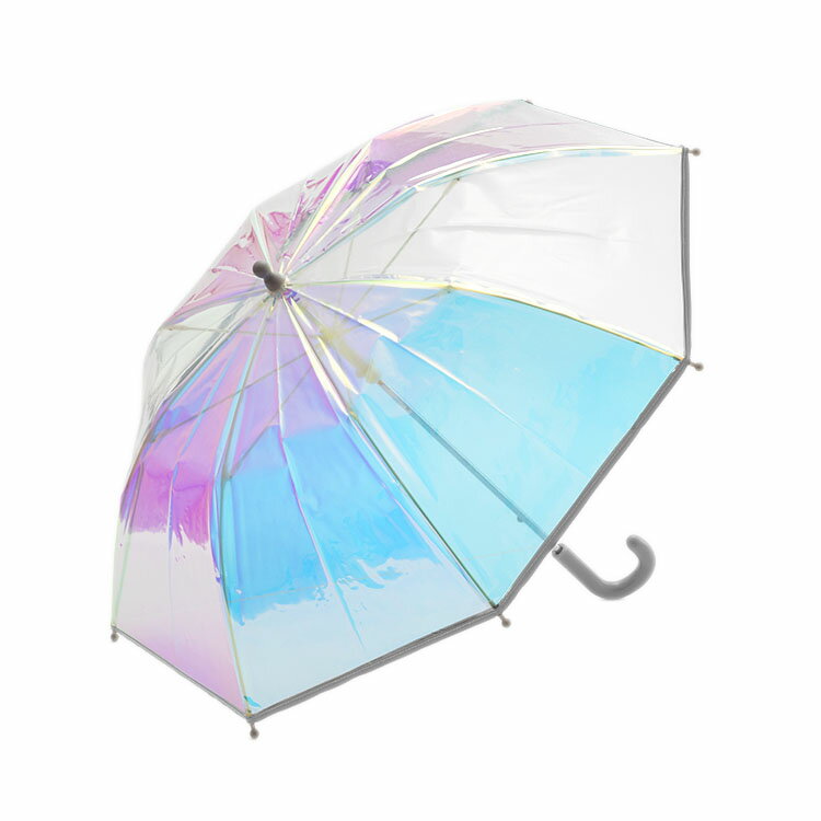 【KEYUCA公式店】ケユカ キッズ 長傘 虹色ビニール 45cm[雨傘 レイングッズ 子供用 リフレクター付き 撥水加工 無地 シンプル おしゃれ かわいい 傘 子供 子ども こども かさ ビニール傘 可愛…