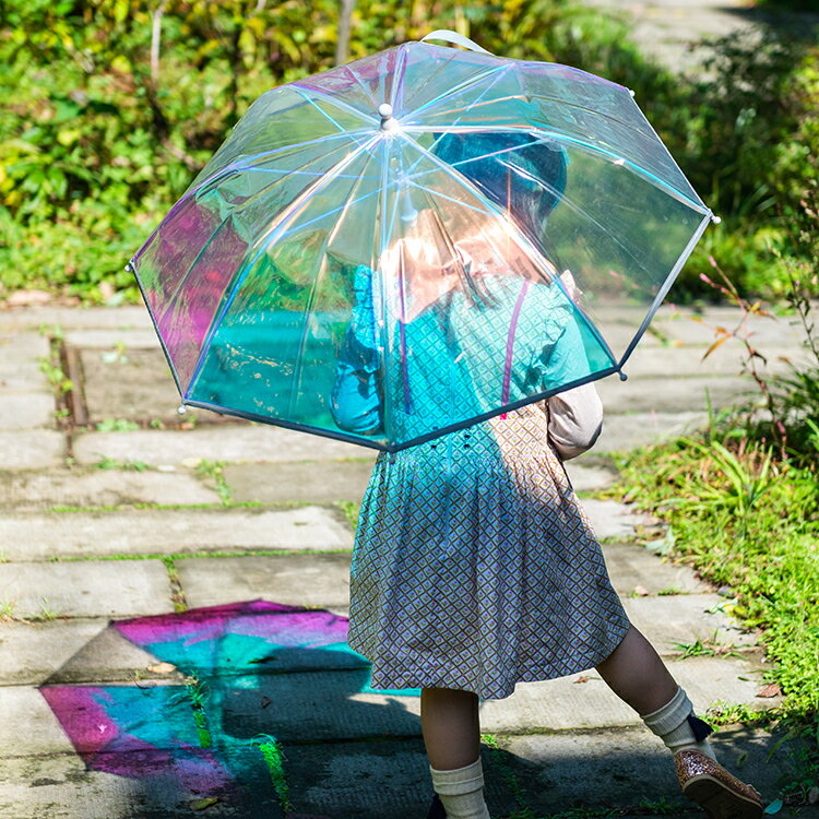 暗い道でも光って安心 360 リフレクター付き ケユカ キッズ 長傘 虹色ビニール 45cm 雨傘 レイングッズ 子供用 リフレクター付き 撥水加工 無地 シンプル おしゃれ かわいい ジュニア こども傘 グラスファイバー ビニール 女の子 100 本物 子供用傘 可愛い 子供 ビニール
