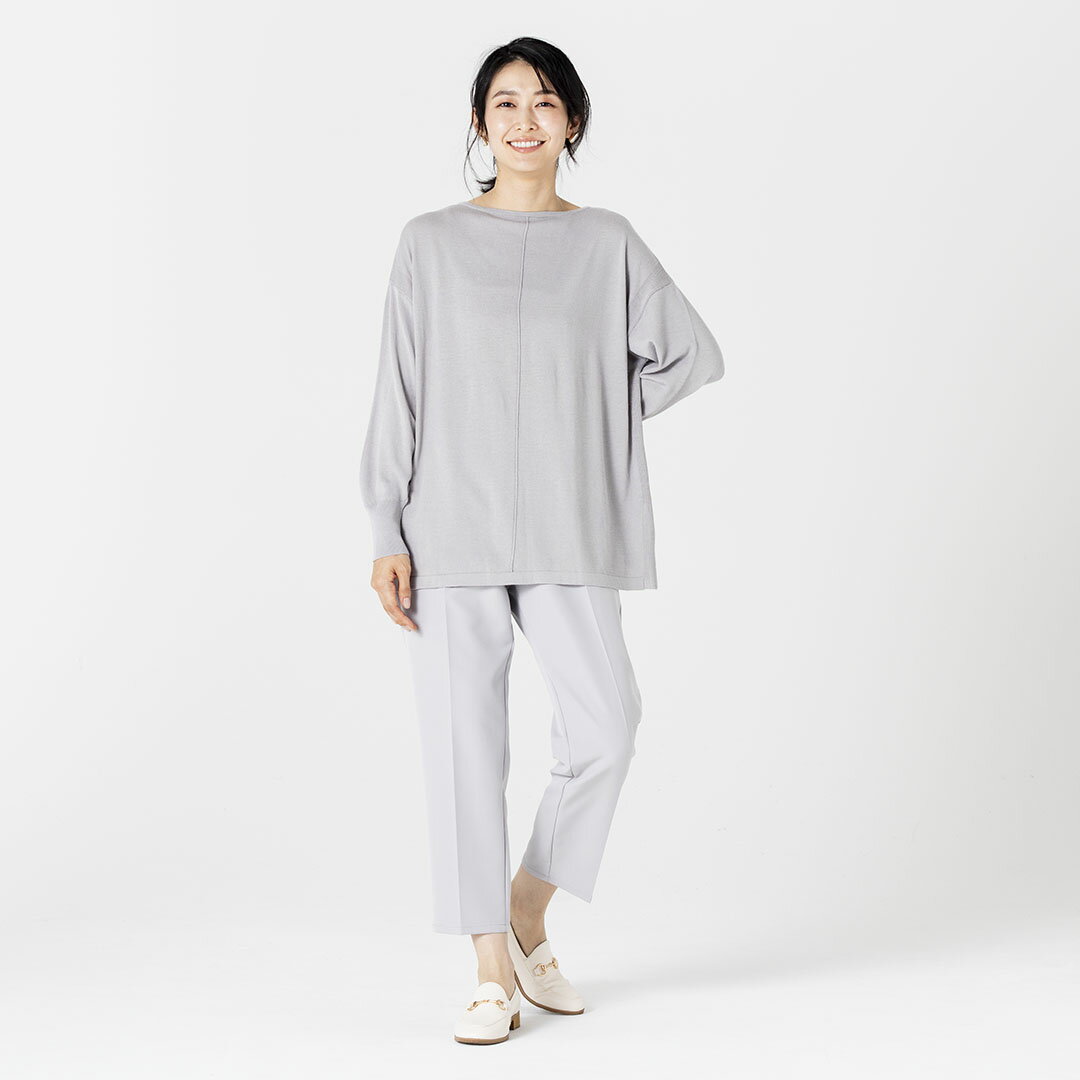 【KEYUCA公式店】ケユカ サラサラスラブニットチュニック [レディース トップス ニットトップス カットソー 抗菌防臭 ウォッシャブル 洗える 2024新作 春 スリット 通販]