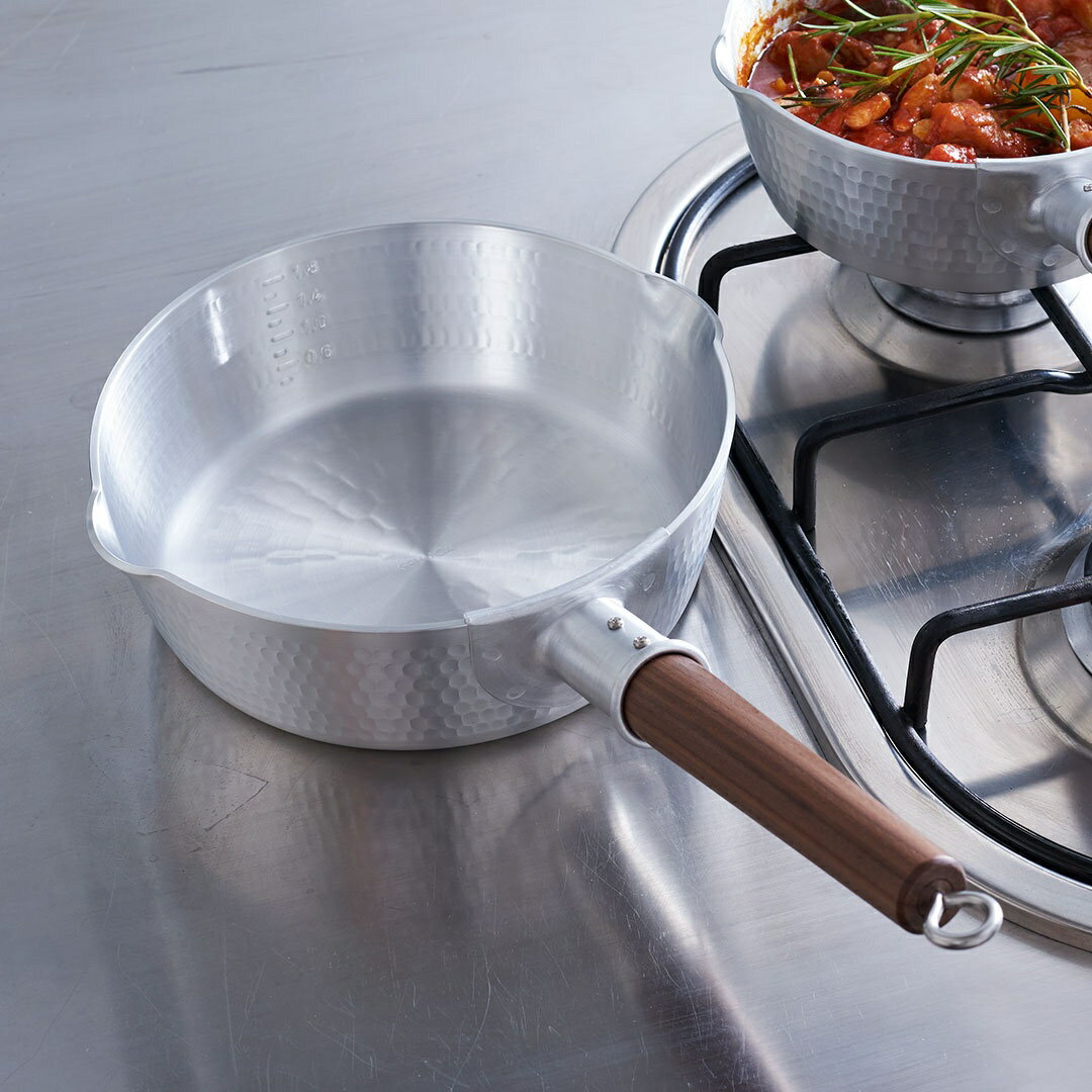 【KEYUCA公式店】ケユカ 極厚アルミ槌目ゆきひら鍋 21cm [日本製 国産 キッチン用品 調理器具 片手鍋 アルミ鍋 ガス火対応 無地 シンプル 通販]