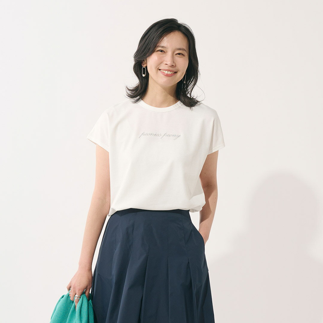 Rakuten - 【KEYUCA公式店】ケユカ シルバー刺繍ロゴTシャツ[レディース トップス Tシャツ プリントロゴ シルバー刺繍 きれいめ おしゃれ 30代 40代 50代 洗える ウォッシャブル 通販]