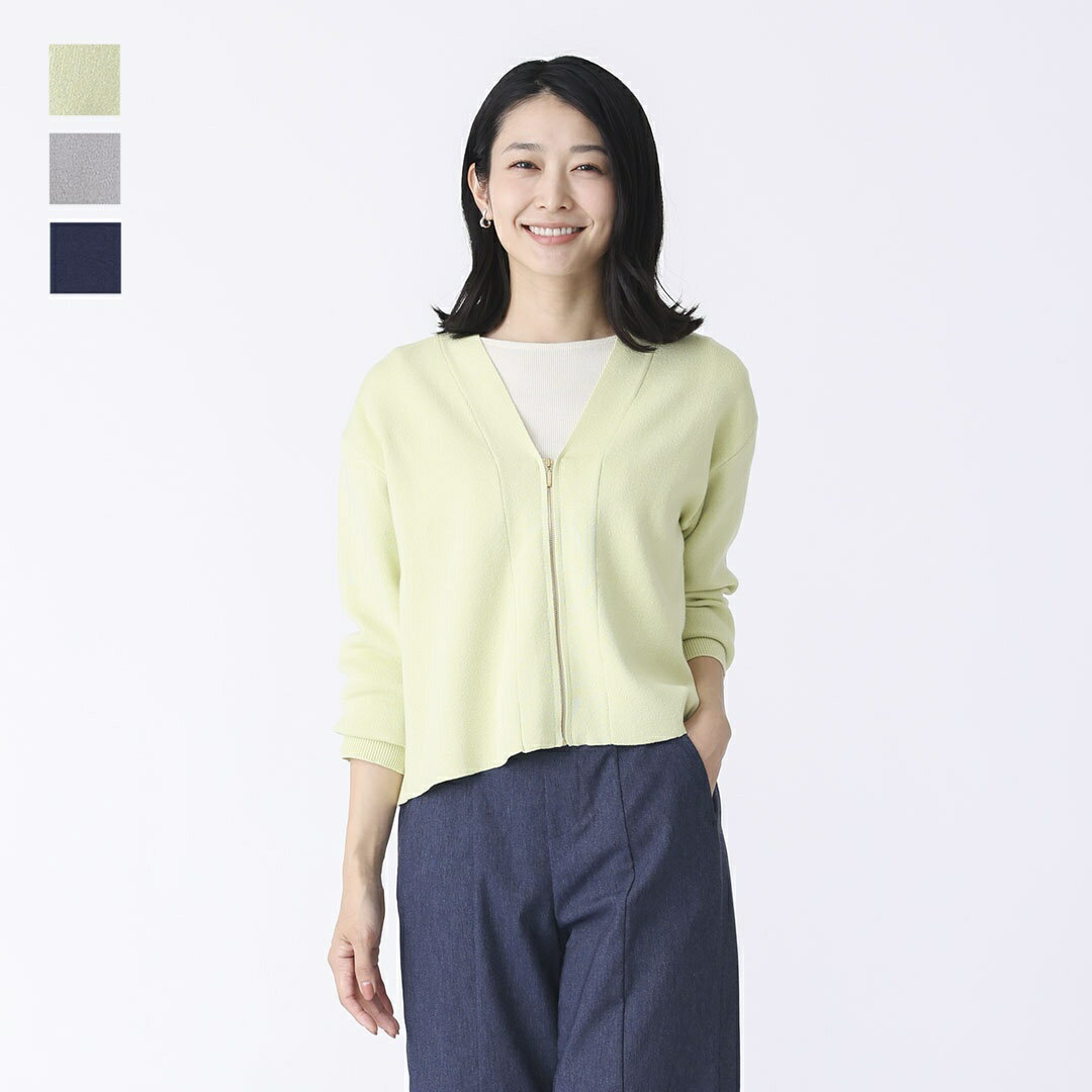 Rakuten - 【KEYUCA公式店】ケユカ フロントジップVネックニットカーディガン [レディース トップス 羽織り ニットカーディガン 春 秋 ジップ Vネック きれいめ カジュアル ストレッチ 30代 40代 50代 洗える ウォッシャブル 通販]