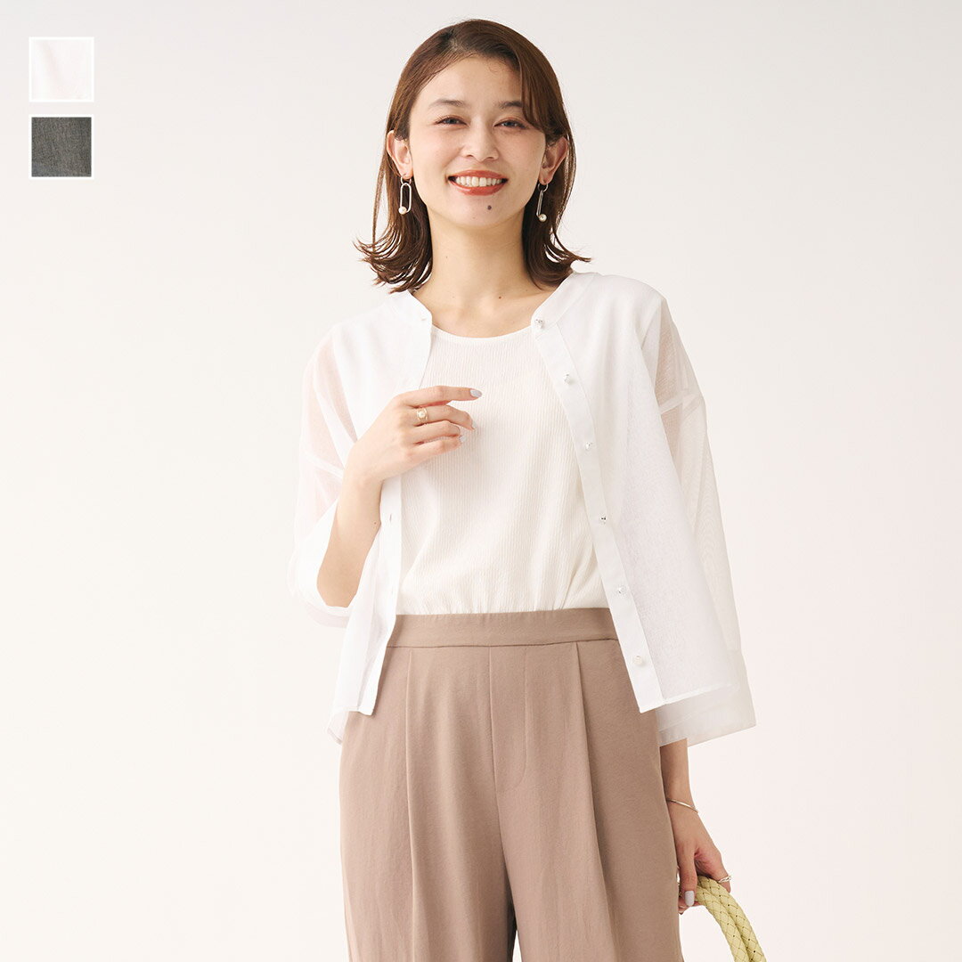Rakuten - 【KEYUCA公式店】ケユカシアーリネンライククロップドシャツ[レディース トップス シャツ シアー クロップド おしゃれ 30代 40代 50代 洗える ウォッシャブル 通販]
