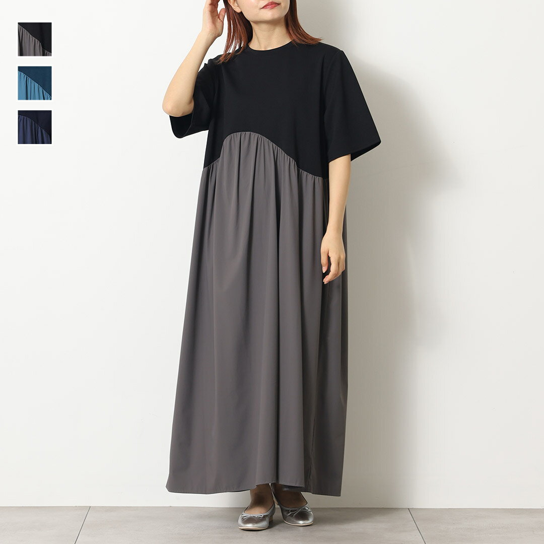 【KEYUCA公式店】ケユカコンビギャザーワンピース[レディース ワンピース コンビ ギャザー 洒落見え 体型カバー ポンチ おしゃれ 30代 40代 50代 洗える ウォッシャブル 通販]