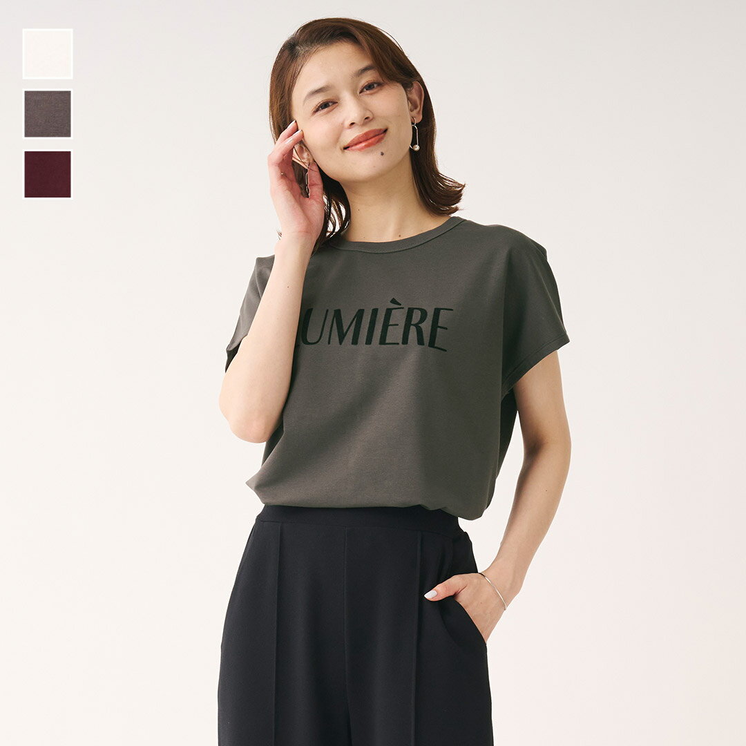 【KEYUCA公式店】ケユカフロッキープリントTシャツ[レディース トップス Tシャツ T ロゴT シンプル フレンチスリーブ 大人 ウォッシャブル ストレッチ おしゃれ 30代 40代 50代 洗える ウォッシャブル 通販]