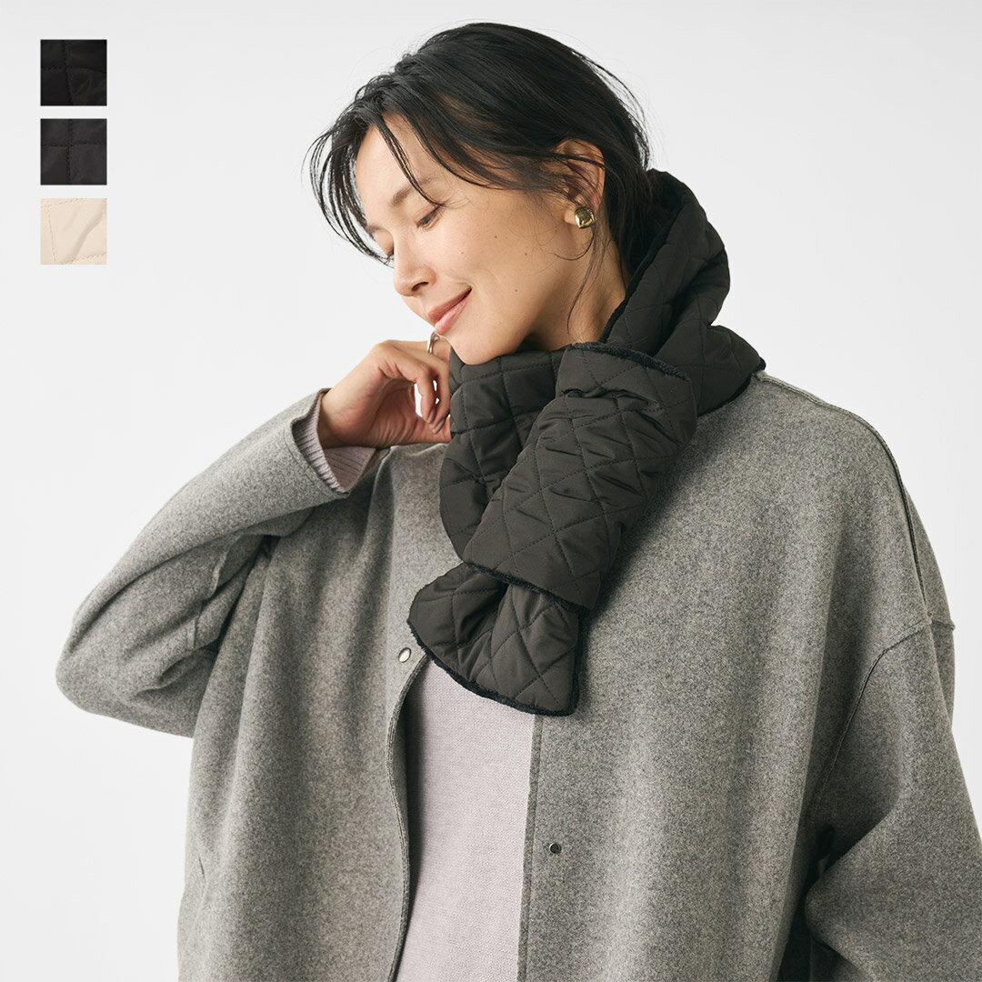 【KEYUCA公式店】ケユカ 中綿入り撥水差込ミニマフラー [撥水加工 ベロア素材 リバーシブル リサイクル..