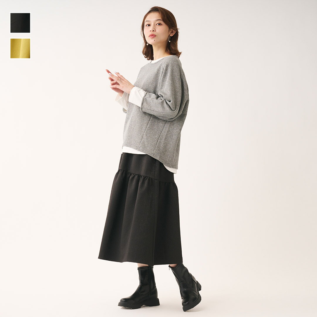 【KEYUCA公式店】ケユカサテンジャガードギャザースカート[レディース ボトムス スカート ギャザー サテン 花柄 上品 フレア ふんわり ウォッシャブル おしゃれ 30代 40代 50代 洗える ウォッシャブル 通販]