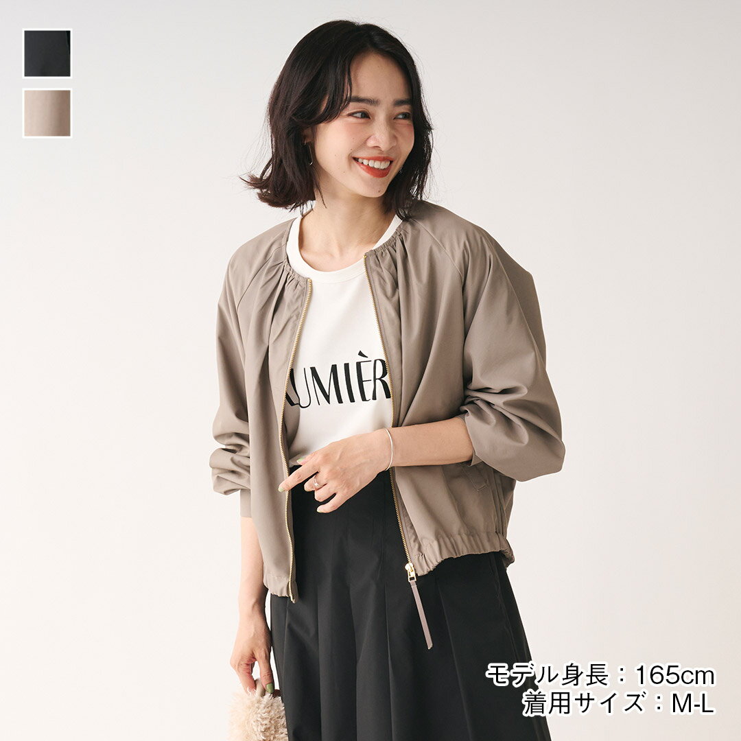 【KEYUCA公式店】ケユカ【すごナノ撥水】ノーカラーギャザーブルゾン[ブルゾン トップス アウター ブルゾン 防汚 撥水 レディース おしゃれ 30代 40代 50代 洗える ウォッシャブル 通販]のサムネイル