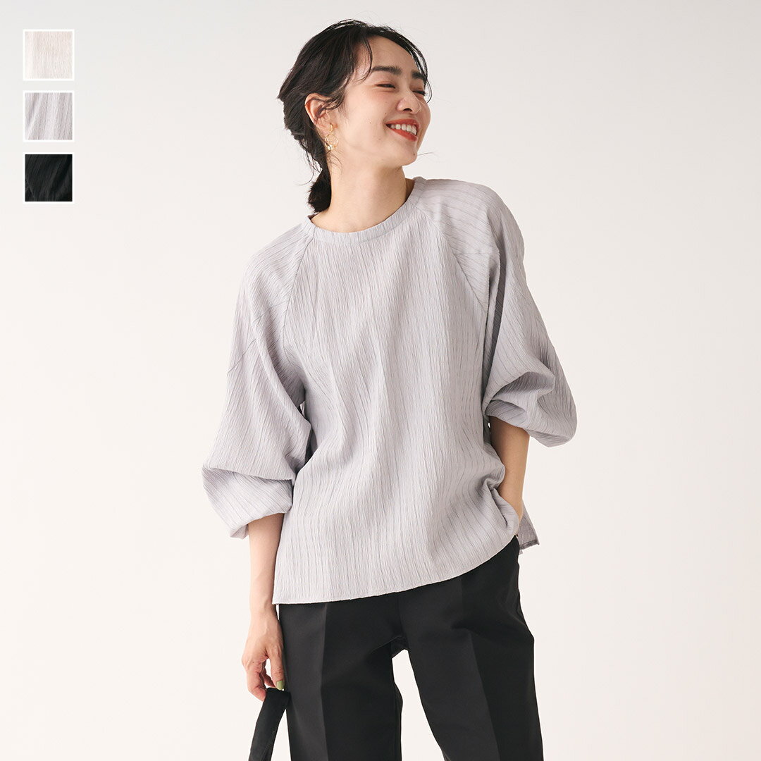 Rakuten - 【KEYUCA公式店】ケユカストレッチ楊柳プルオーバー[レディース トップス プルオーバー ブラウス ストレッチ きれい見え 袖ボリューム ウォッシャブル おしゃれ 30代 40代 50代 洗える ウォッシャブル 通販]