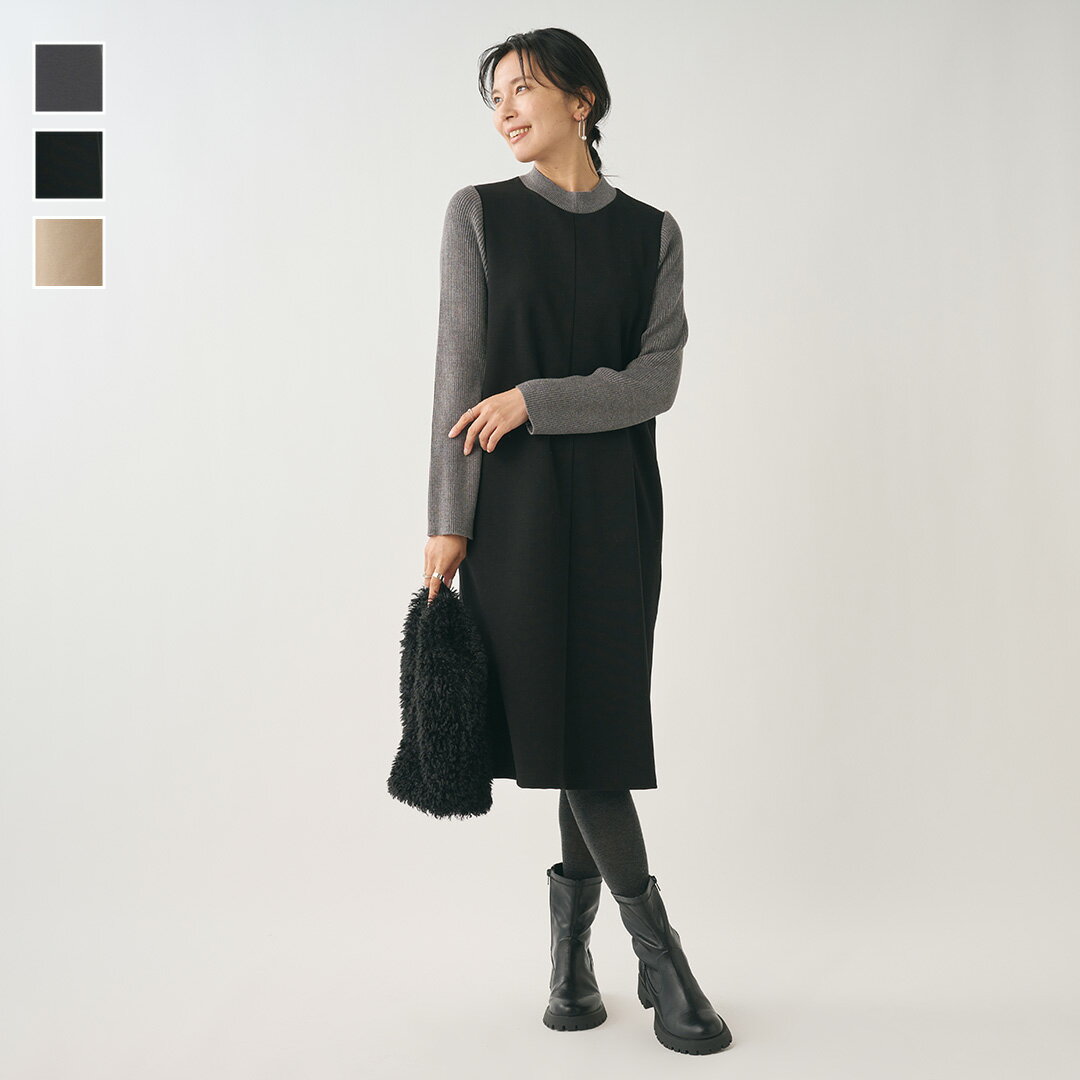 【KEYUCA公式店】ケユカニットコンビダンボールワンピース[レディース ワンピース 秋 冬 ダンボール ニ..