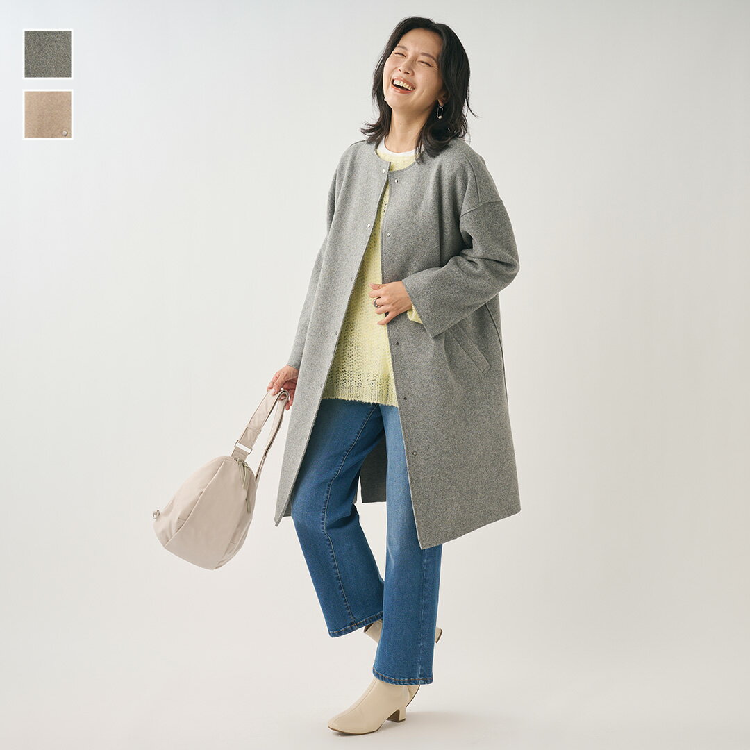 [KEYUCA 공식점]케유카 울 라이크 가운 코트[레이디스 아우터 가을 겨울 코트 가운 코트 저지 울 라이크 스트레치 워셔블 세련된 30대 40대 50대 씻을 수 있는 워셔블 통판]