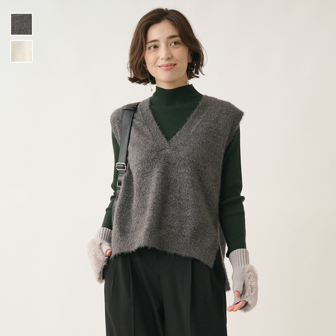 Rakuten - 【KEYUCA公式店】ケユカ シャギーラメニットベスト[レディース トップス ベスト ラメ ニットベスト シンプル ウォッシャブル 冬 おしゃれ 30代 40代 50代 洗える ウォッシャブル 通販]