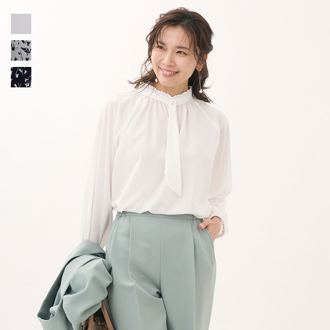 Rakuten - 【KEYUCA公式店】ケユカ 【すごナノ撥水】ボウタイ付3WAYフリルブラウス[レディース トップス ブラウス フリル ボウタイ 撥水 防汚 春 おしゃれ 30代 40代 50代 洗える ウォッシャブル 通販]