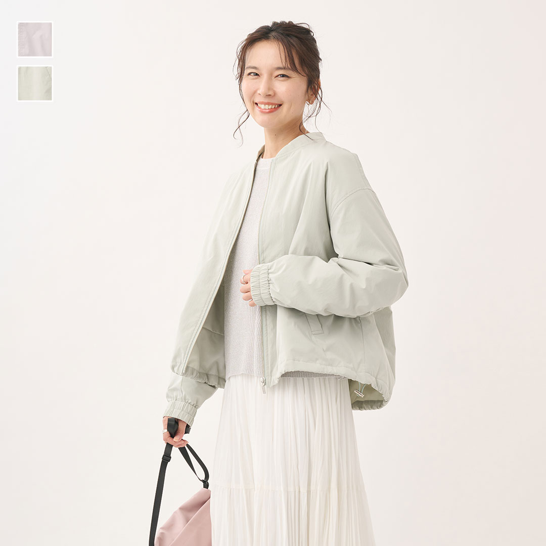 Rakuten - 【KEYUCA公式店】ケユカ 【すごナノ撥水】薄綿ジップブルゾン[レディース アウター ブルゾン 薄綿 撥水 防汚 春 オーバーサイズ おしゃれ 30代 40代 50代 洗える ウォッシャブル ジップブルゾン 薄手アウター ライトアウター ボリュームスリーブ ジップアップ カジュアル]