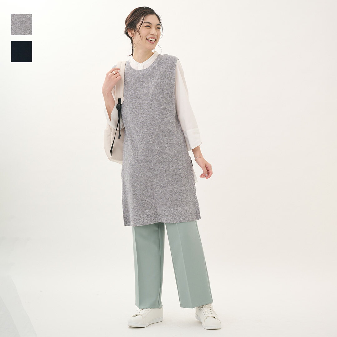 Rakuten - 【KEYUCA公式店】ケユカ リネンタッチロングニットベスト[レディース トップス ベスト ニット ロング 体型カバー おしゃれ 30代 40代 50代 洗える ウォッシャブル 通販]