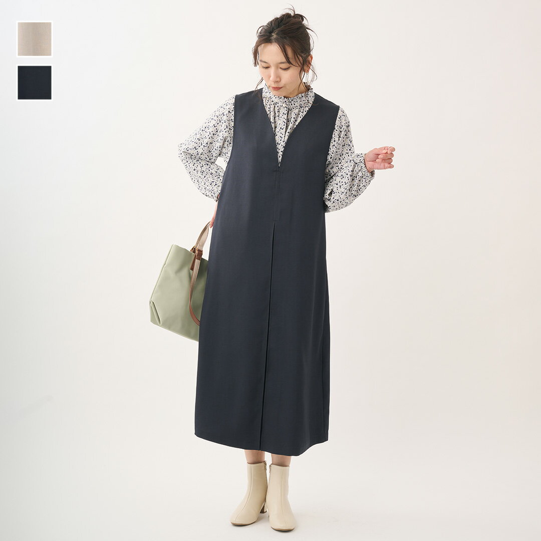 【KEYUCA公式店】ケユカ ハートネックジャンパースカート[レディース ボトムス スカート ジャンパースカート ハートネック 上品 大人 春 おしゃれ 30代 40代 50代 洗える ウォッシャブル 通販]