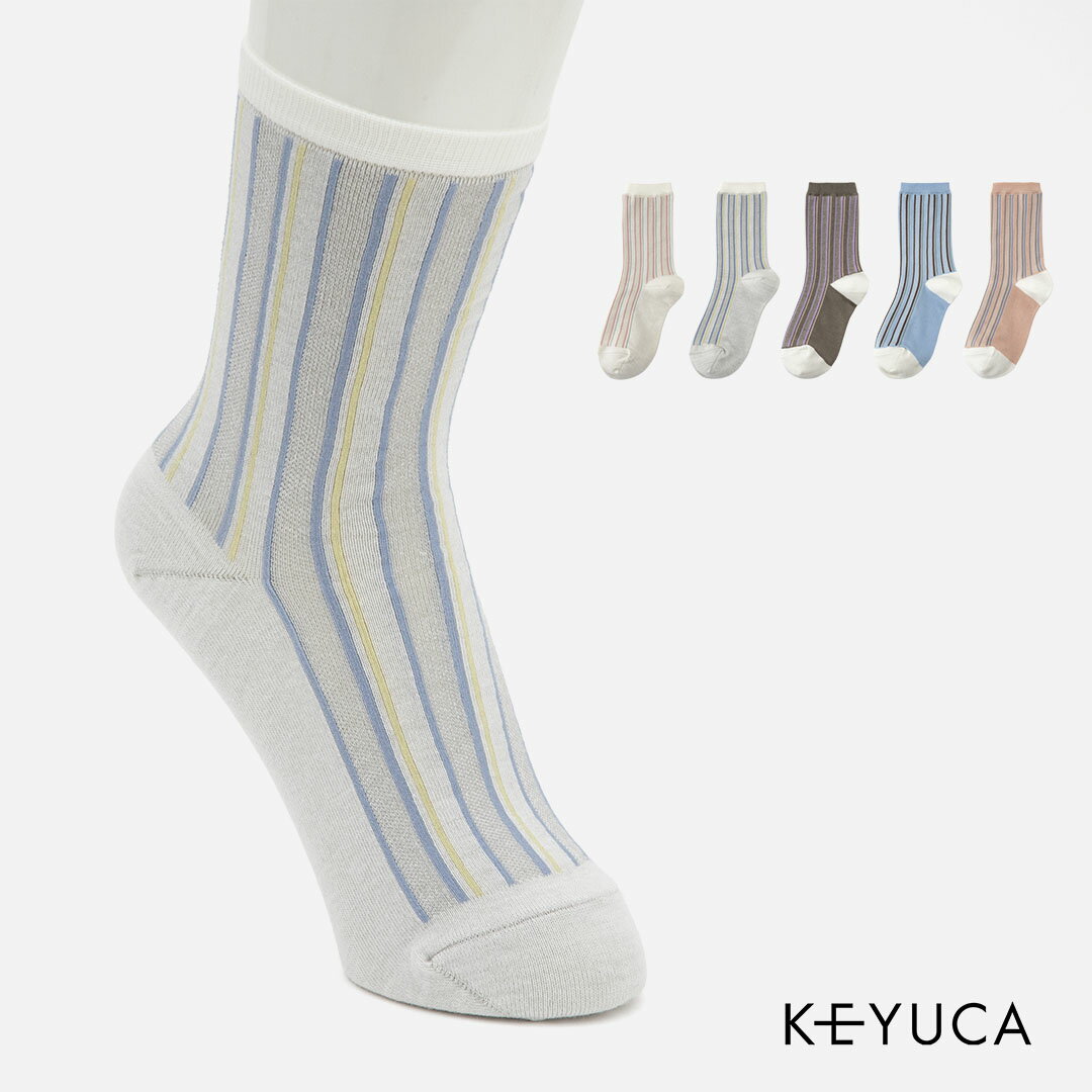 【KEYUCA公式店】ケユカ R クリケットストライプクルー ソックス 靴下 レディース ソックス 靴下 ボーダー柄 シンプル ショート 通販