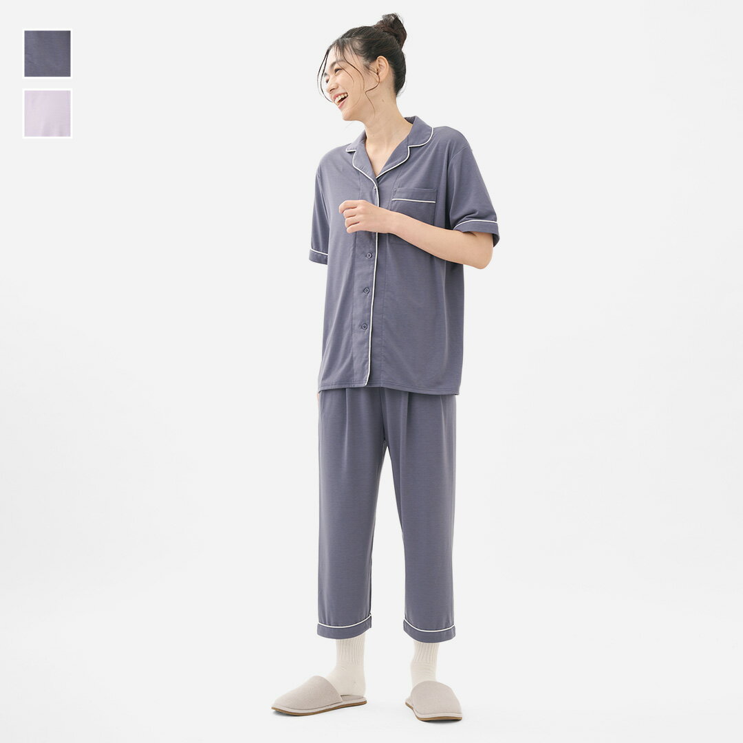 Rakuten - 【KEYUCA公式店】 ケユカナイトウェア 接触冷感なめらかベア天半袖パジャマセットアップ[半袖パジャマ 上下セット 睡眠の質 体型カバー]