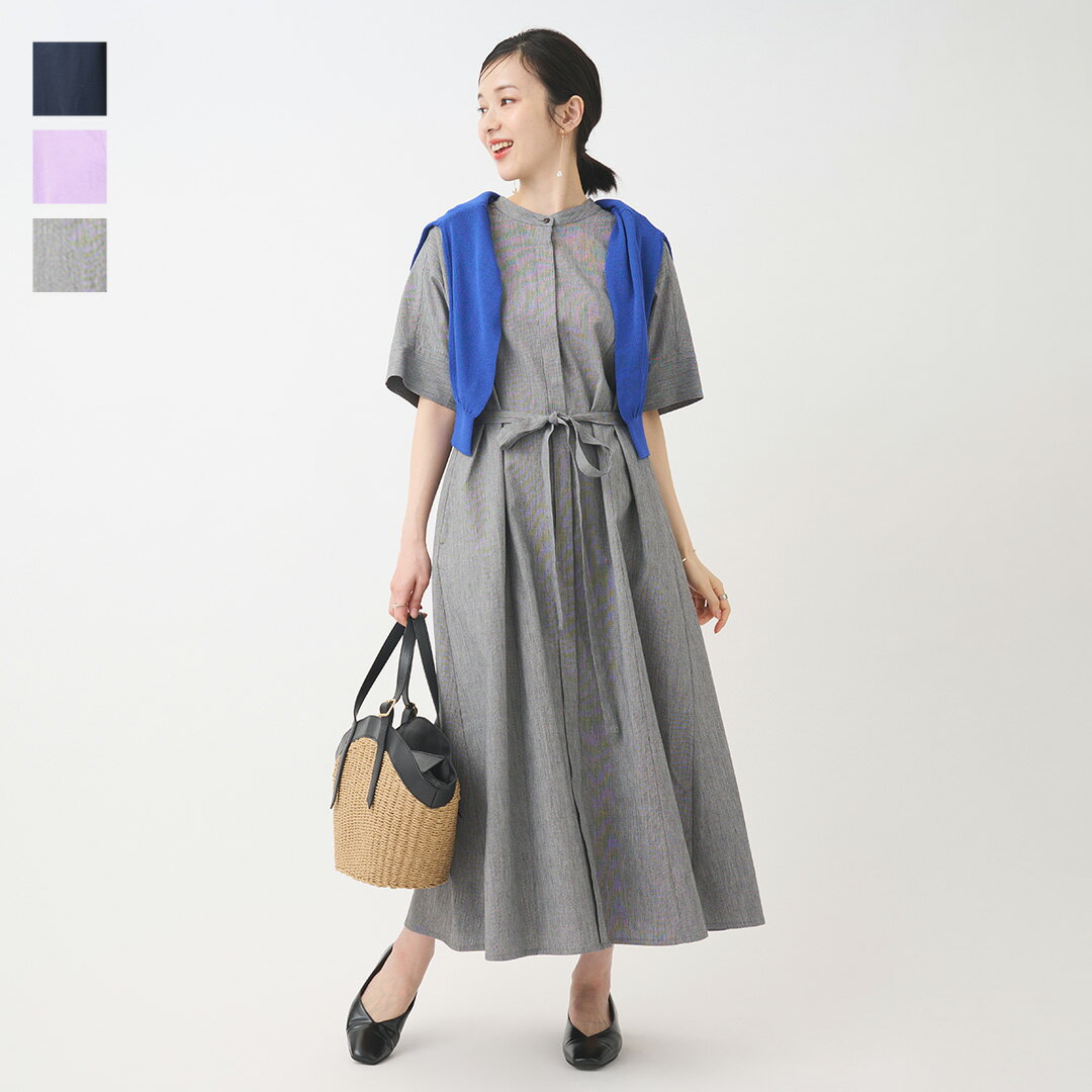 【KEYUCA公式店】ケユカ リネン混5分袖シャツワンピース[レディース ワンピース ワンピ シャツワンピ 5分丈 冷感 ウォッシャブル 夏 初夏 おしゃれおしゃれ 30代 40代 50代 洗える 通販]（楽天・KEYUCA）