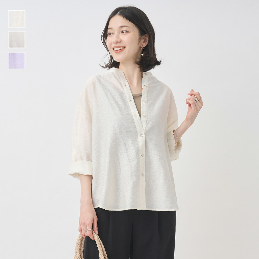 Rakuten - 【KEYUCA公式店】ケユカ シルキーシアー7分袖シャツ[レディース シルキートップス シアー シアーシャツ 7分袖ウォッシャブル シャツ 大人シャツ 上品 セミシアー おしゃれ 30代 40代 50代 洗える ウォッシャブル 通販]
