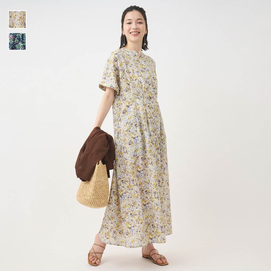 Rakuten - 【KEYUCA公式店】ケユカ 【すごナノ撥水】フラワープリントシャツワンピース[レディース ワンピース ウォッシャブル 撥水 防汚 汚れ防止 ワンピ 夏 シャツワンピ フラワー 花柄 プリント 総柄 軽やか おしゃれ 30代 40代 50代 洗える ウォッシャブル 通販]