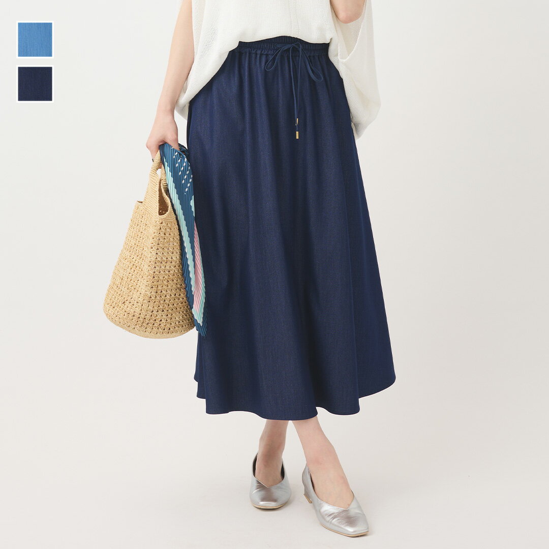Rakuten - 【KEYUCA公式店】ケユカ 【すごナノ撥水】ソフトデニムライクスカート[レディース ボトムス デニムライク スカート 撥水 防汚 ウォッシャブル 夏 春夏 おしゃれ 30代 40代 50代 洗える 通販]