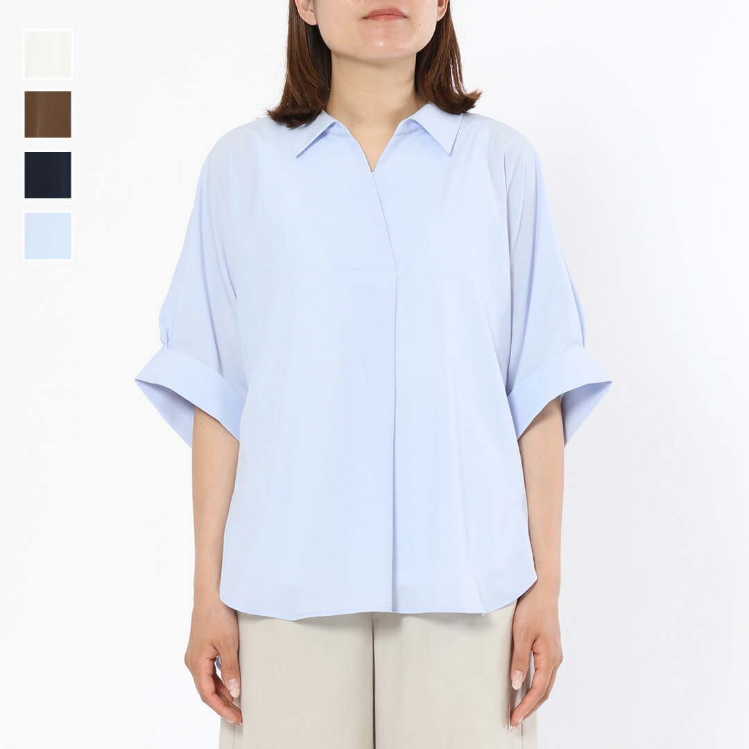 Rakuten - 【KEYUCA公式店】ケユカ 5分袖スキッパーシャツ[レディース トップス シャツ 5分袖 シャツブラウス 体型カバー UV 冷感 ウォッシャブル 夏 サマー おしゃれ 30代 40代 50代 洗える 通販]