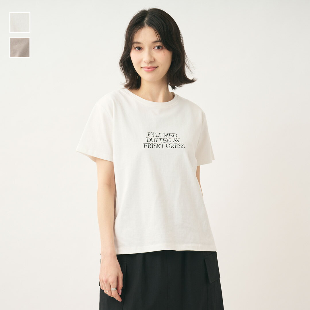 【KEYUCA公式店】ケユカ 汗染み防止刺繍Tシャツ[レディース トップス Tシャツ カットソー 刺繍 冷感 汗ジミ対策 ウォッシャブル 夏 涼 おしゃれ 30代 40代 50代 洗える 通販]