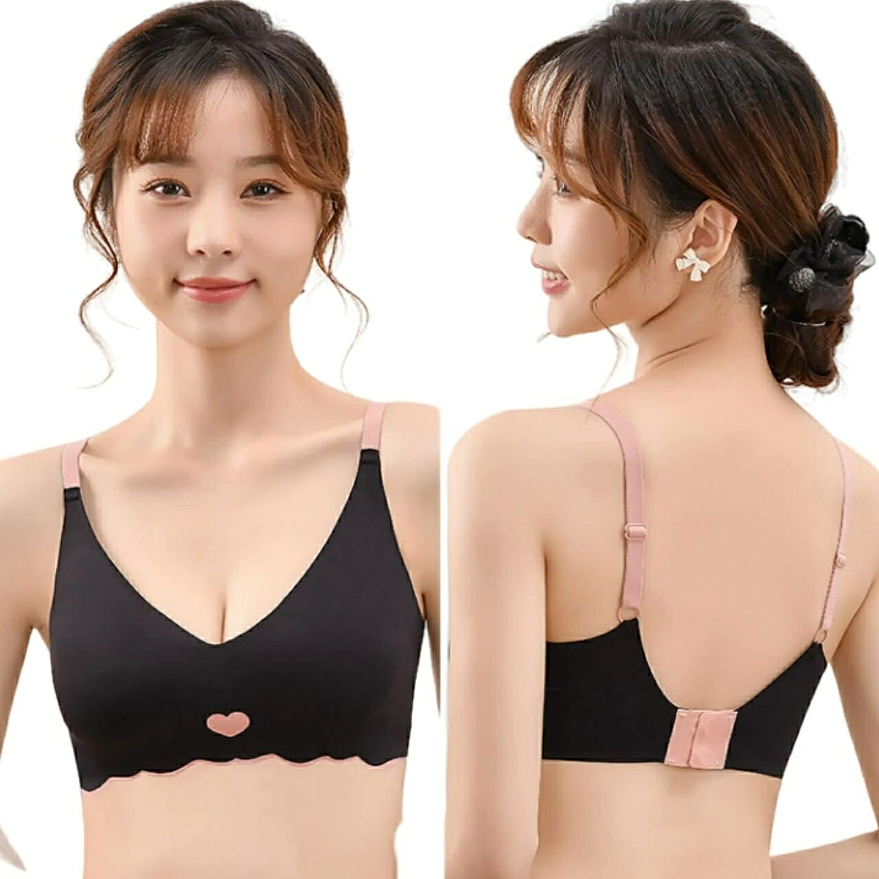 ノンワイヤーブラジャー 谷間メイク シームレス ワイヤレスブラジャー 美胸 無縫製 柔らかい 吸汗速乾 モチブラ 3905
