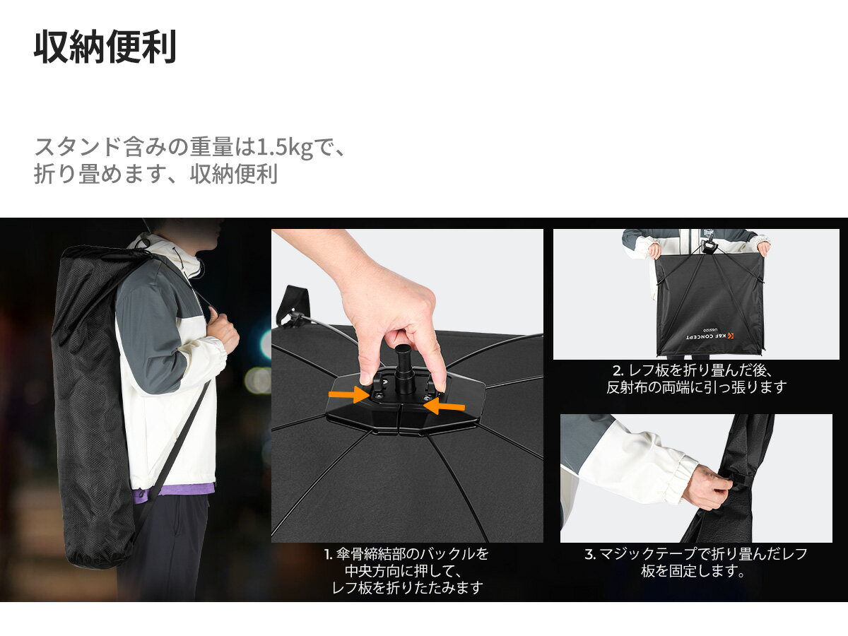 セール延長★10%offxP5倍！ 撮影用 レフ板 ワンタッチ U型 弧形 123x65cm アーク型 ...