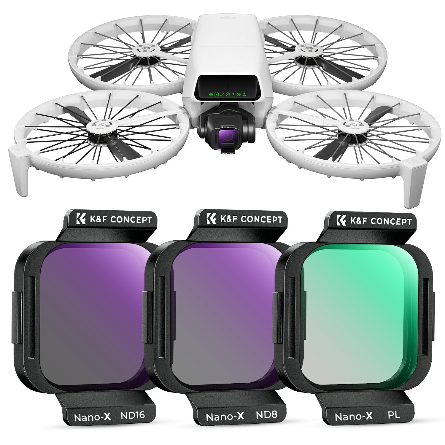K&F CONCEPT DJI Flip/Lito X1 専用フィルターセット (CPL+ND8+ND16) ND 減光フィルター CPL 偏光フィルター AGC光学ガラス 28層ナノコーティング 撥水防汚 FD101