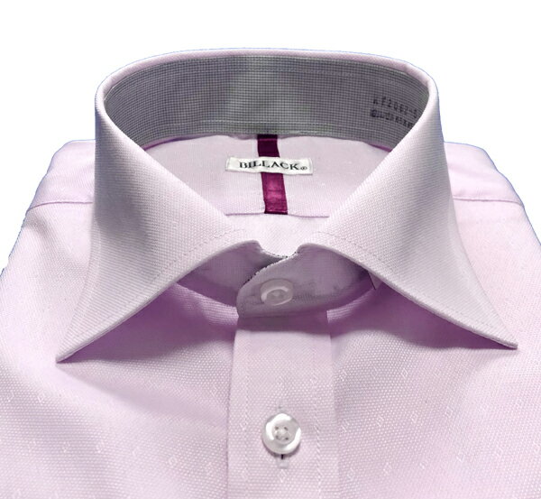 メンズワイシャツ　長袖　形態安定　ピンク　ドビー　ワイドカラー　シャツ　ビジネス　お洒落着　kf2062-5