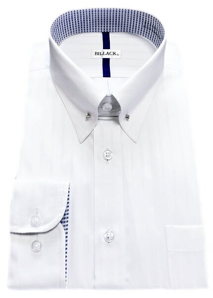 ワイシャツ 長袖 メンズ ドレスシャツ 形態安定 白ドビー ストライプ ピンホール レギュラーシャツ ドレスシャツ ビジネス お洒落着 kf2069-2