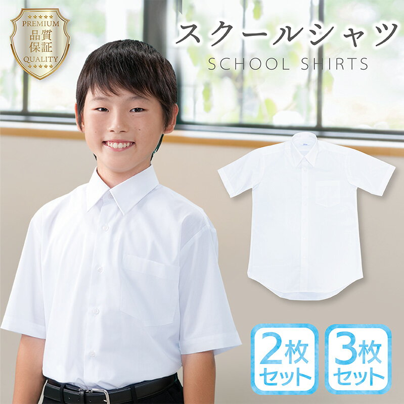 スクールシャツ 半袖 男子 ノーアイロン 選べる2枚 3枚セット 涼しい 形態安定 シャツ ワイシャツ 中学生 学生服 部…