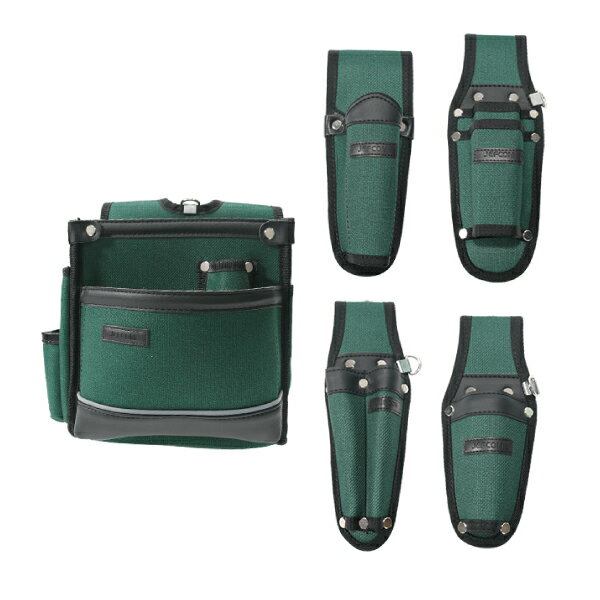 ジェフコム JEFCOM アルトモデル腰袋(スタンダード) ホルダーセット ハンターグリーン 5点セット 混紡..