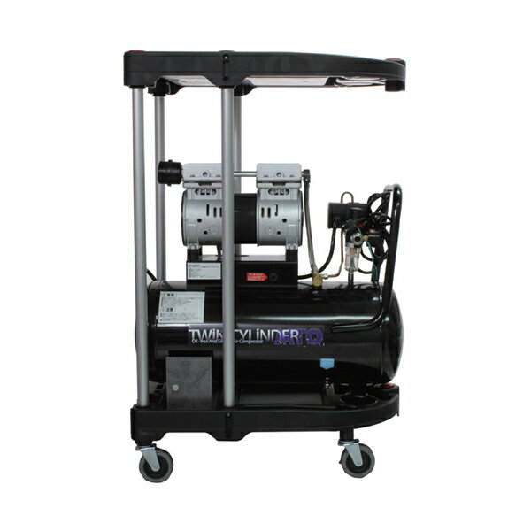 【送料別途】【直送品】MTO 静音オイルレスコンプレッサー＆カート 30L 上面600×375×40mm　高さ925mm DZW030BKM-WA