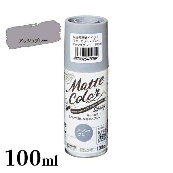 アサヒペン 水性 多用途 マットカラースプレー 100ml アッシュグレー